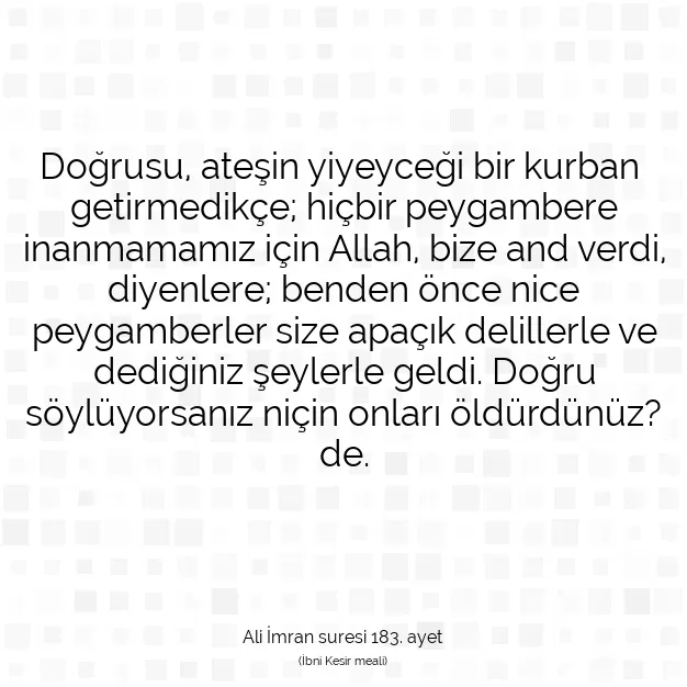 Ayetbul | Kuran Mealleri | Quran | Ali İmran suresi 183. ayet