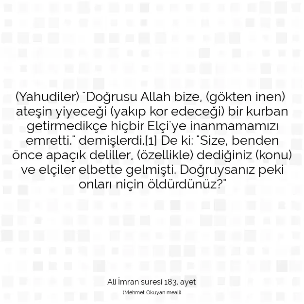 Ayetbul | Kuran Mealleri | Quran | Ali İmran suresi 183. ayet