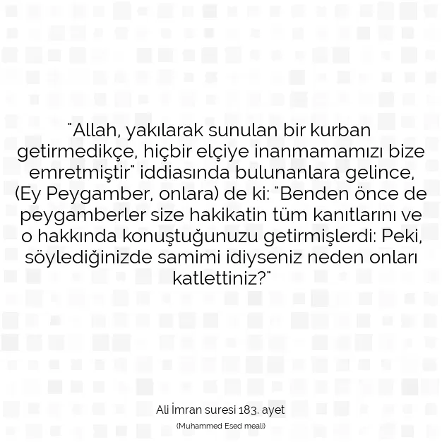 Ayetbul | Kuran Mealleri | Quran | Ali İmran suresi 183. ayet