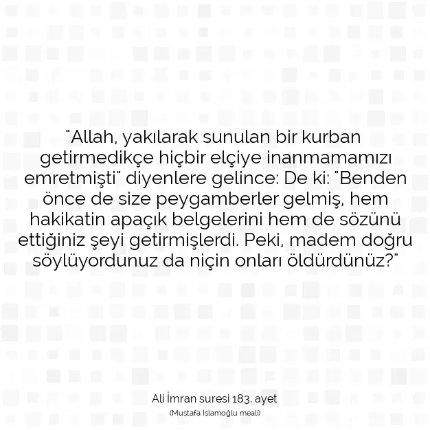 Ayetbul | Kuran Mealleri | Quran | Ali İmran suresi 183. ayet