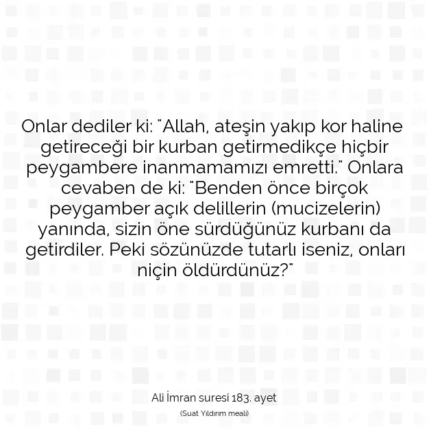 Ayetbul | Kuran Mealleri | Quran | Ali İmran suresi 183. ayet