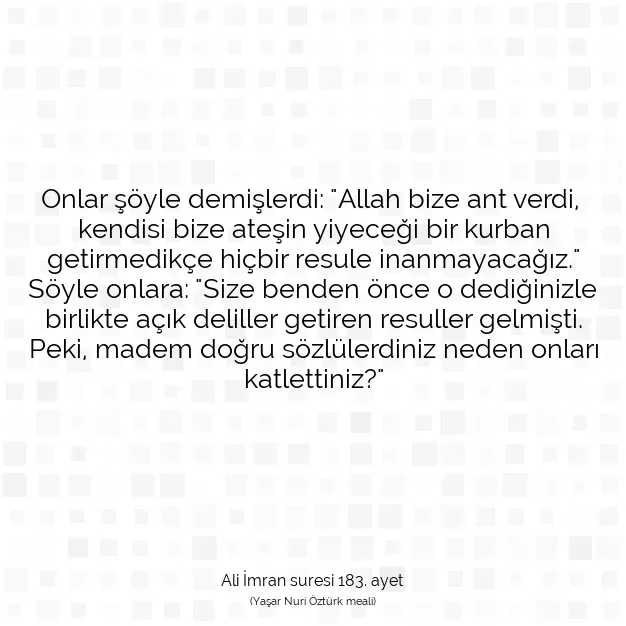 Ayetbul | Kuran Mealleri | Quran | Ali İmran suresi 183. ayet