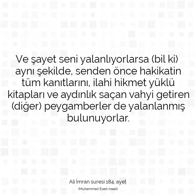 Ayetbul | Kuran Mealleri | Quran | Ali İmran suresi 184. ayet