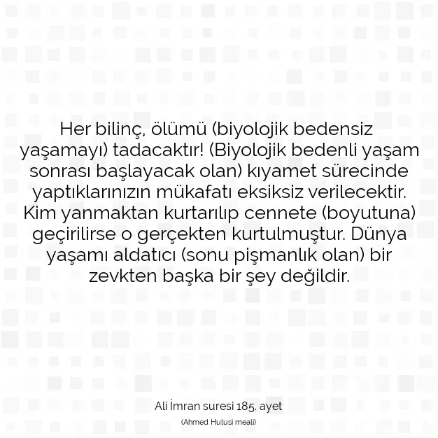 Ayetbul | Kuran Mealleri | Quran | Ali İmran suresi 185. ayet