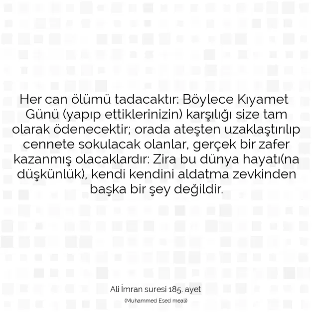 Ayetbul | Kuran Mealleri | Quran | Ali İmran suresi 185. ayet