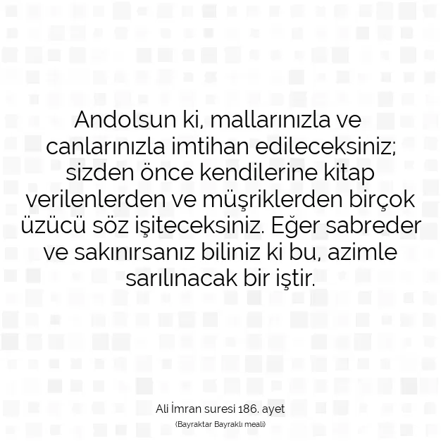 Ayetbul | Kuran Mealleri | Quran | Ali İmran suresi 186. ayet