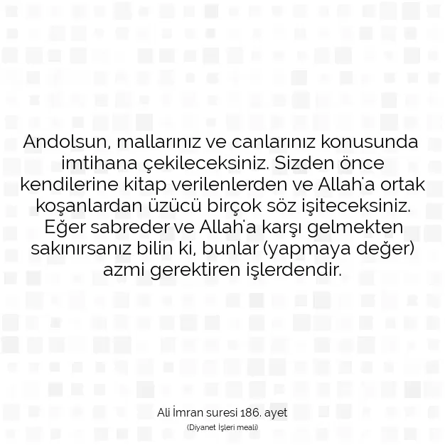 Ayetbul | Kuran Mealleri | Quran | Ali İmran suresi 186. ayet