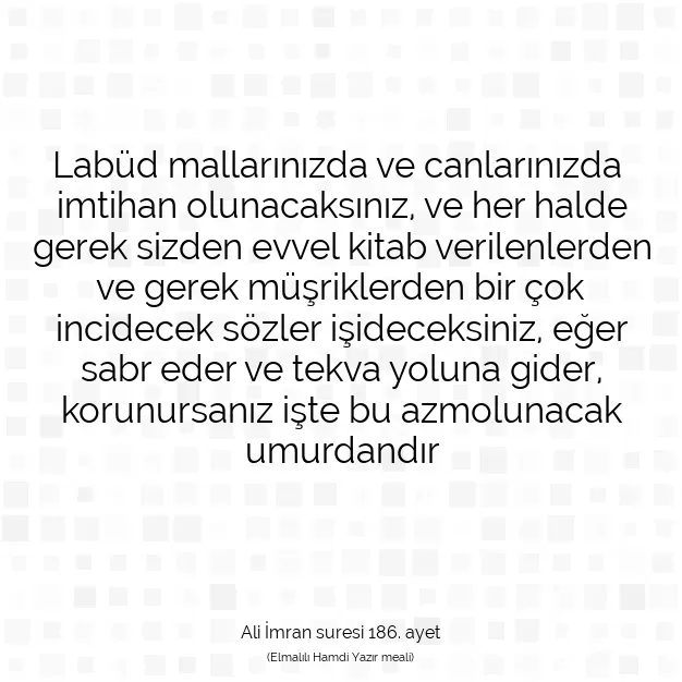 Ayetbul | Kuran Mealleri | Quran | Ali İmran suresi 186. ayet