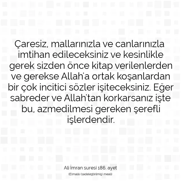 Ayetbul | Kuran Mealleri | Quran | Ali İmran suresi 186. ayet