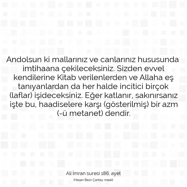 Ayetbul | Kuran Mealleri | Quran | Ali İmran suresi 186. ayet