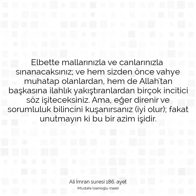 Ayetbul | Kuran Mealleri | Quran | Ali İmran suresi 186. ayet