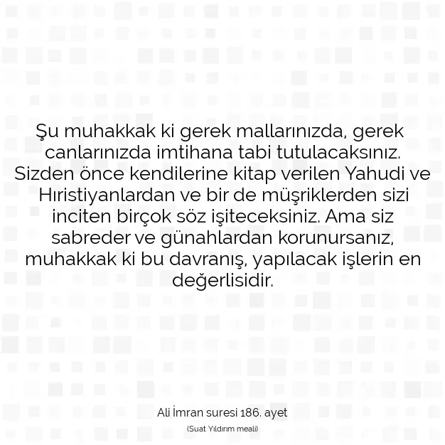 Ayetbul | Kuran Mealleri | Quran | Ali İmran suresi 186. ayet