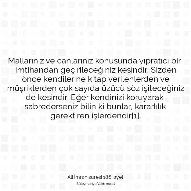 Ayetbul | Kuran Mealleri | Quran | Ali İmran suresi 186. ayet