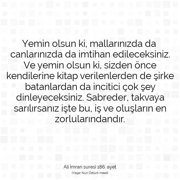 Ayetbul | Kuran Mealleri | Quran | Ali İmran suresi 186. ayet