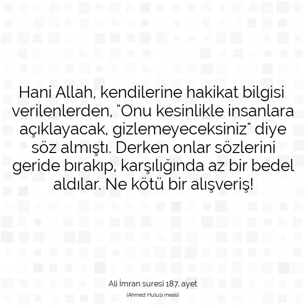 Ayetbul | Kuran Mealleri | Quran | Ali İmran suresi 187. ayet