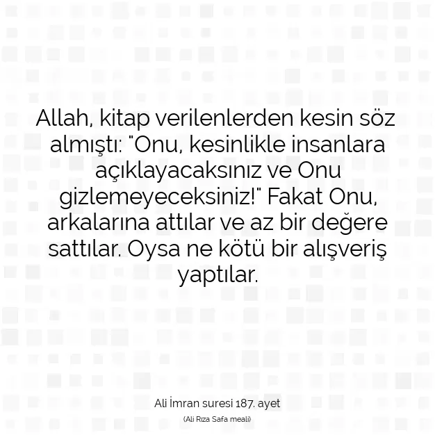 Ayetbul | Kuran Mealleri | Quran | Ali İmran suresi 187. ayet