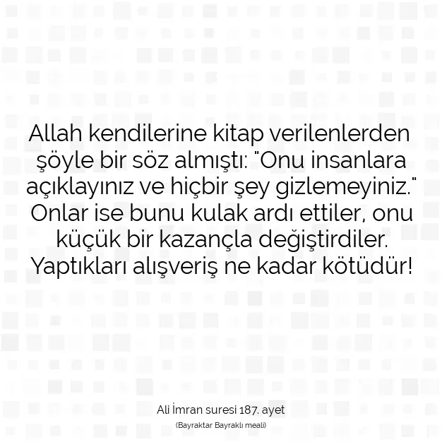 Ayetbul | Kuran Mealleri | Quran | Ali İmran suresi 187. ayet