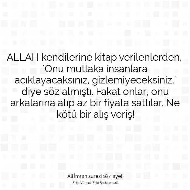 Ayetbul | Kuran Mealleri | Quran | Ali İmran suresi 187. ayet