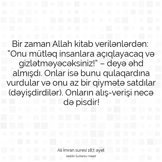 Ayetbul | Kuran Mealleri | Quran | Ali İmran suresi 187. ayet