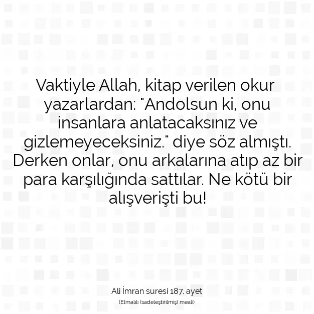 Ayetbul | Kuran Mealleri | Quran | Ali İmran suresi 187. ayet