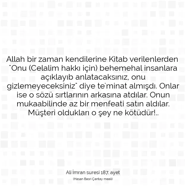 Ayetbul | Kuran Mealleri | Quran | Ali İmran suresi 187. ayet