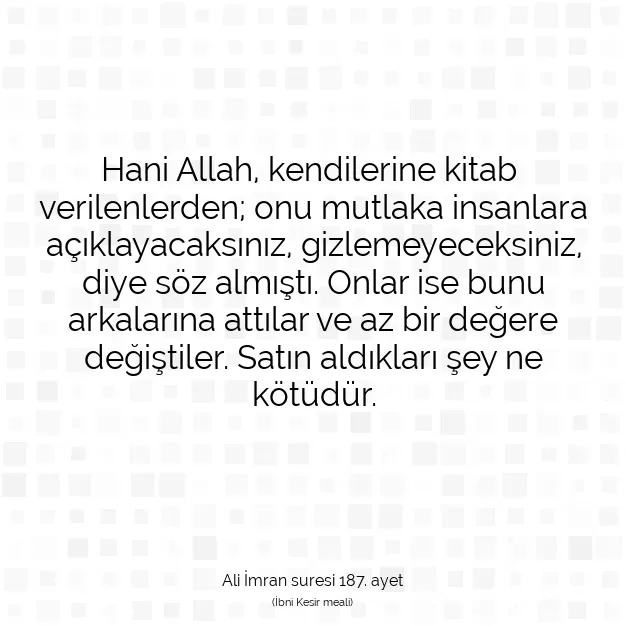 Ayetbul | Kuran Mealleri | Quran | Ali İmran suresi 187. ayet