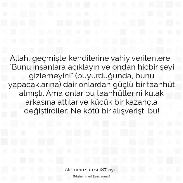 Ayetbul | Kuran Mealleri | Quran | Ali İmran suresi 187. ayet