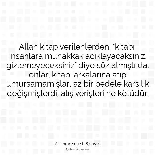 Ayetbul | Kuran Mealleri | Quran | Ali İmran suresi 187. ayet