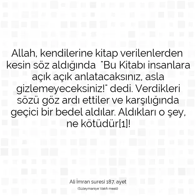 Ayetbul | Kuran Mealleri | Quran | Ali İmran suresi 187. ayet