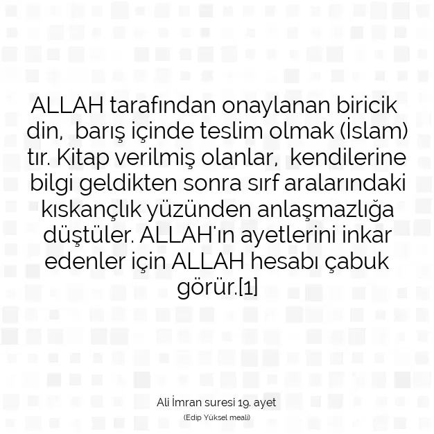 Ayetbul | Kuran Mealleri | Quran | Ali İmran suresi 19. ayet