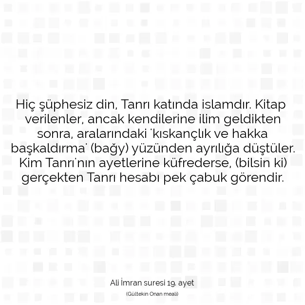 Ayetbul | Kuran Mealleri | Quran | Ali İmran suresi 19. ayet