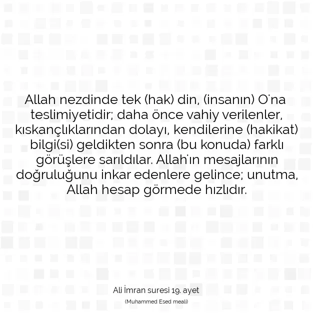 Ayetbul | Kuran Mealleri | Quran | Ali İmran suresi 19. ayet