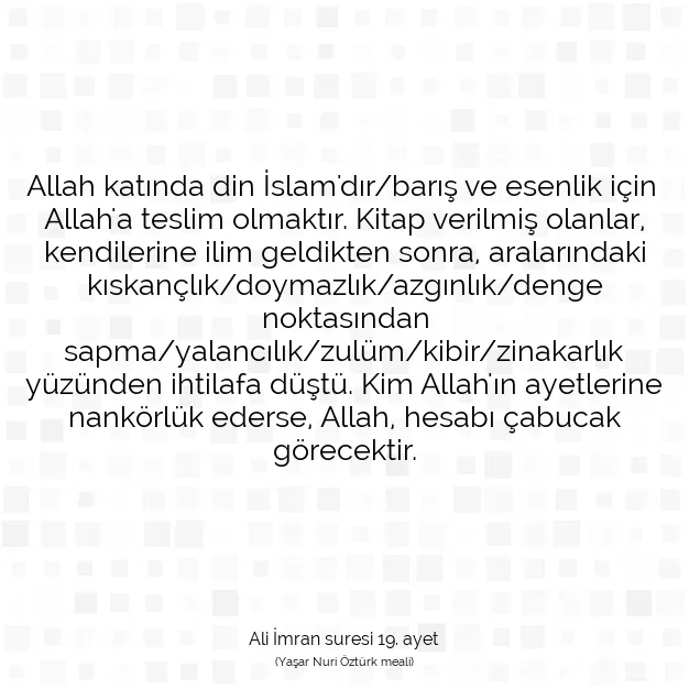 Ayetbul | Kuran Mealleri | Quran | Ali İmran suresi 19. ayet