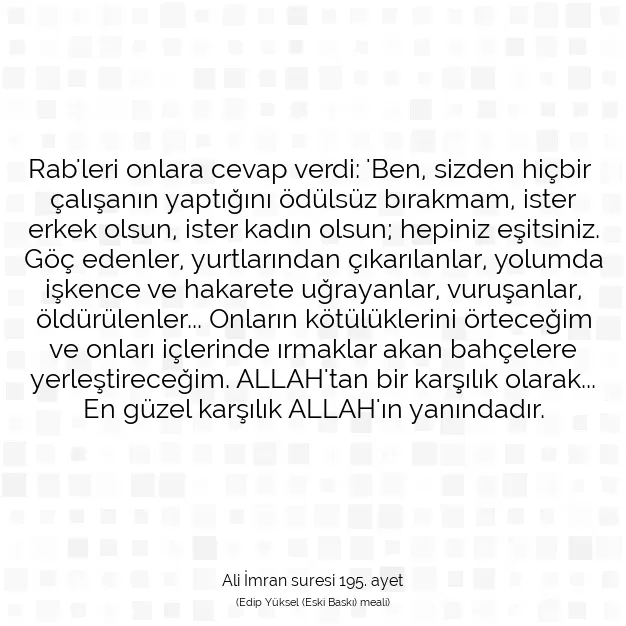 Ayetbul | Kuran Mealleri | Quran | Ali İmran suresi 195. ayet