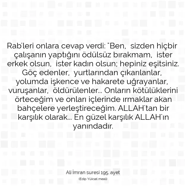 Ayetbul | Kuran Mealleri | Quran | Ali İmran suresi 195. ayet