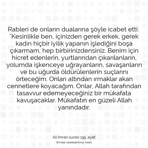 Ayetbul | Kuran Mealleri | Quran | Ali İmran suresi 195. ayet