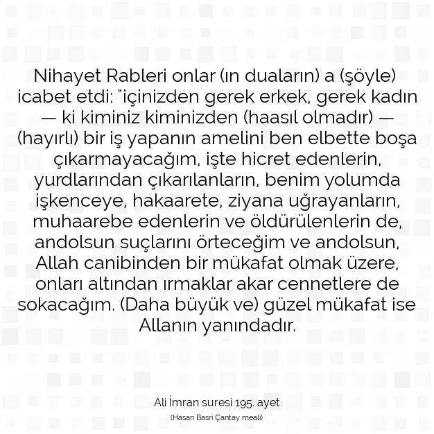 Ayetbul | Kuran Mealleri | Quran | Ali İmran suresi 195. ayet