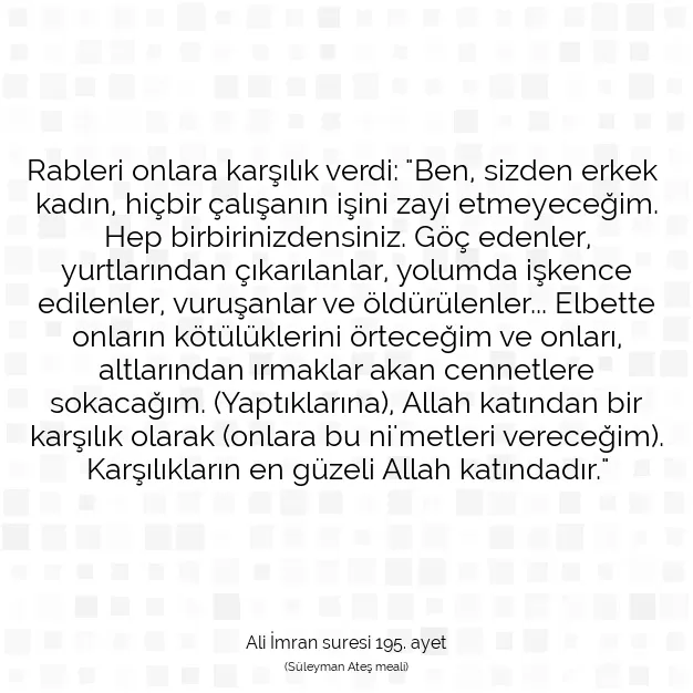 Ayetbul | Kuran Mealleri | Quran | Ali İmran suresi 195. ayet