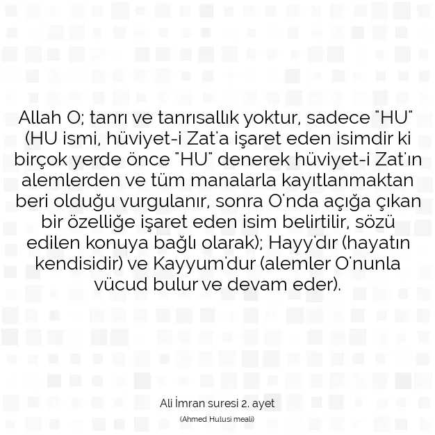 Ayetbul | Kuran Mealleri | Quran | Ali İmran suresi 2. ayet