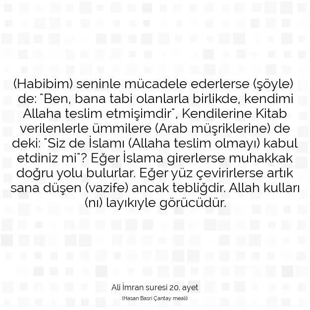 Ayetbul | Kuran Mealleri | Quran | Ali İmran suresi 20. ayet