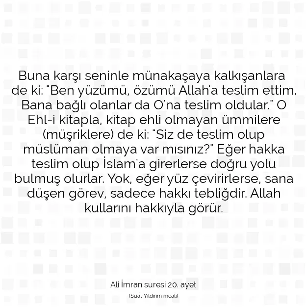 Ayetbul | Kuran Mealleri | Quran | Ali İmran suresi 20. ayet