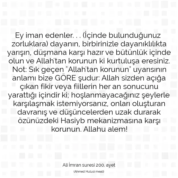 Ayetbul | Kuran Mealleri | Quran | Ali İmran suresi 200. ayet