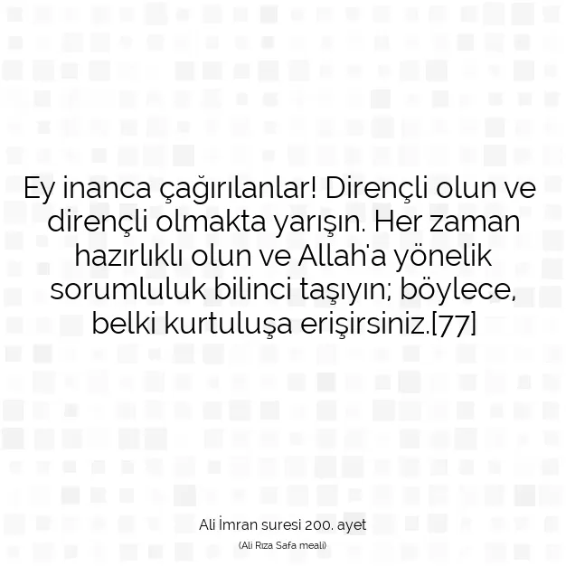 Ayetbul | Kuran Mealleri | Quran | Ali İmran suresi 200. ayet