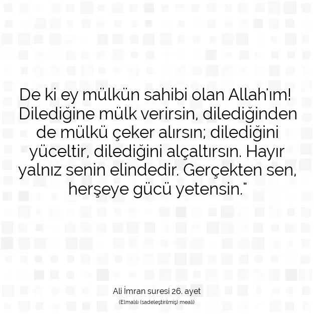 Ayetbul | Kuran Mealleri | Quran | Ali İmran suresi 26. ayet