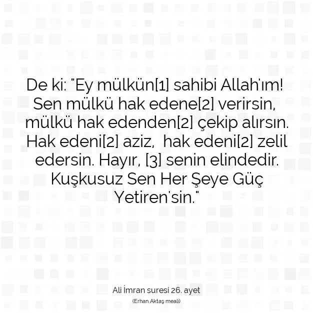 Ayetbul | Kuran Mealleri | Quran | Ali İmran suresi 26. ayet