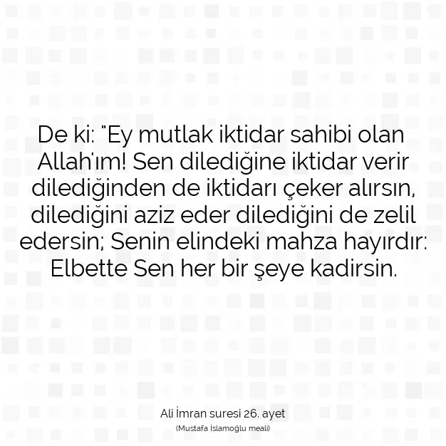 Ayetbul | Kuran Mealleri | Quran | Ali İmran suresi 26. ayet