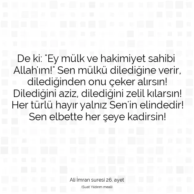 Ayetbul | Kuran Mealleri | Quran | Ali İmran suresi 26. ayet