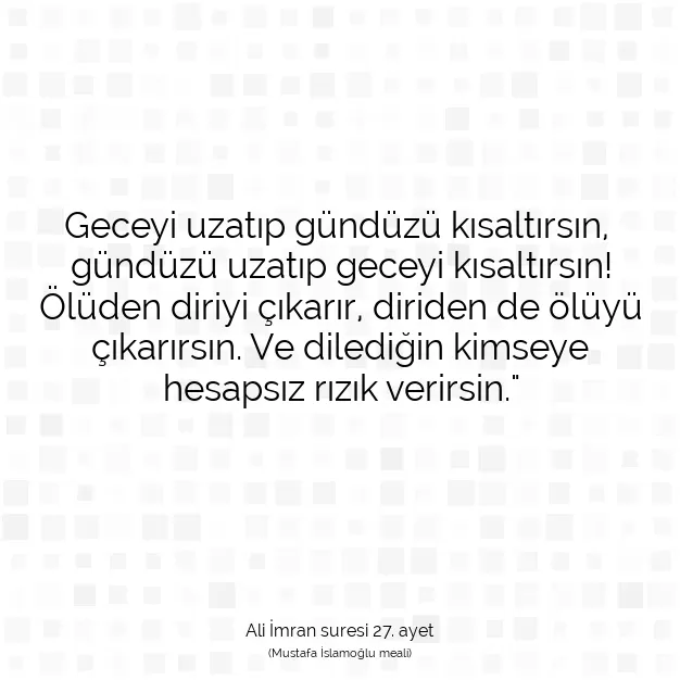 Ayetbul | Kuran Mealleri | Quran | Ali İmran suresi 27. ayet