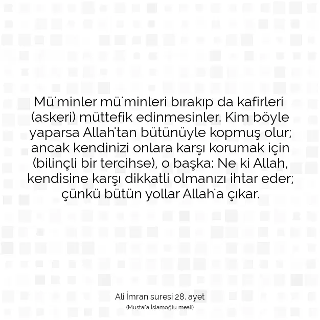 Ayetbul | Kuran Mealleri | Quran | Ali İmran suresi 28. ayet