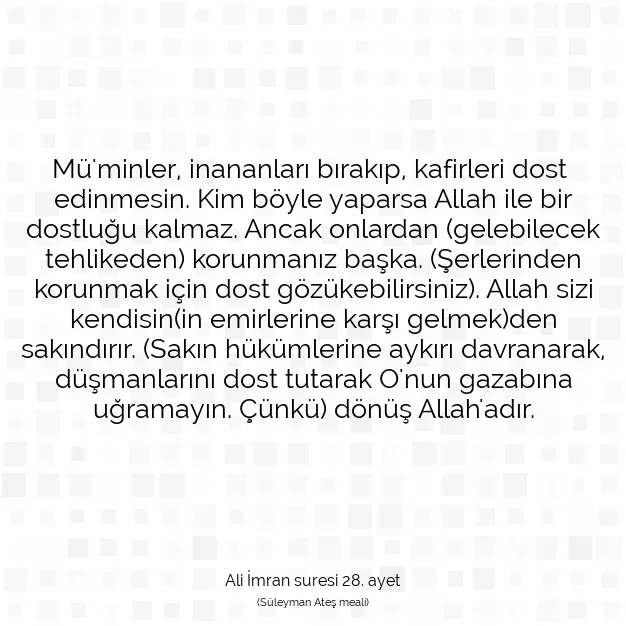 Ayetbul | Kuran Mealleri | Quran | Ali İmran suresi 28. ayet